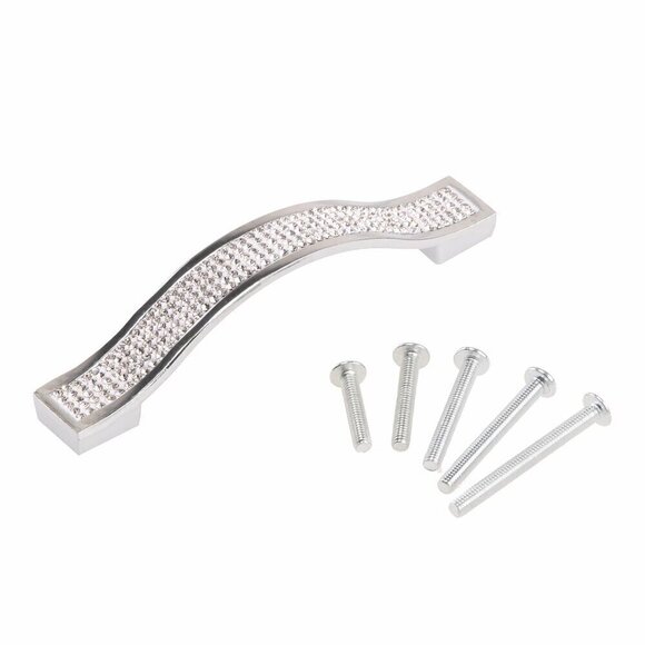 SILVER RHINESTONE CRYSTAL CABINET HANDLES - Picture 1 of 5